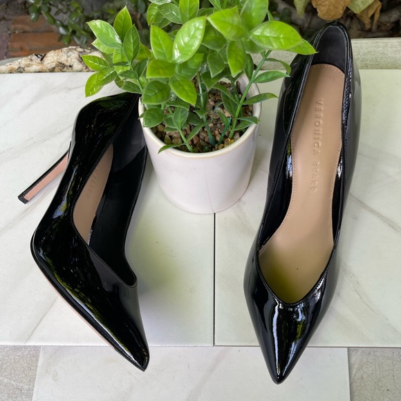 VERONICA BEARD Nathalia pointed toe black patent leather pumps size 7.5 - Picture 5 of 14